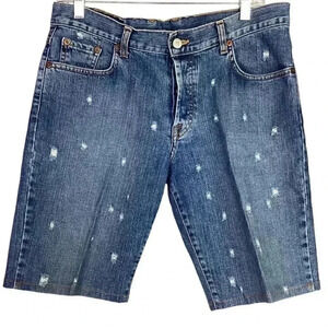 Vintage Lucky Brand Distressed Jean Shorts Womens 10 30 Blue Denim Button Fly